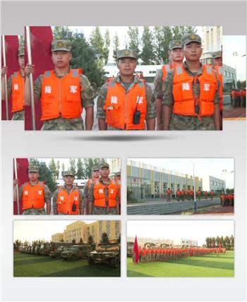 部队集结军车排列整齐准备出发抗洪救灾