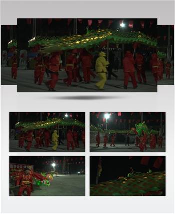 村民夜晚舞龙运动健身