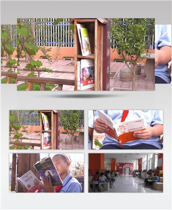 校园阅读角学生看书学习