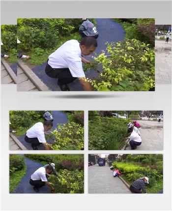 居民主动清理小区杂草搞卫生