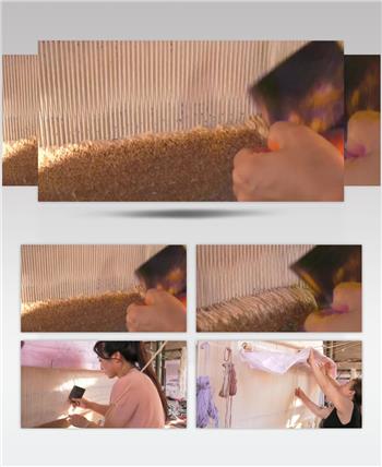 地毯厂织毯车间工人织地毯