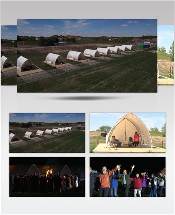 室外露营地篝火晚会烟花