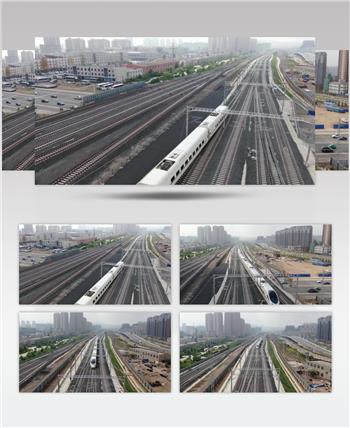 高铁运行航拍铁路
