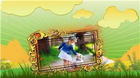 PR：美丽草原背景儿童卡通图片展示PR模板 PR模版 婚礼儿童相册
