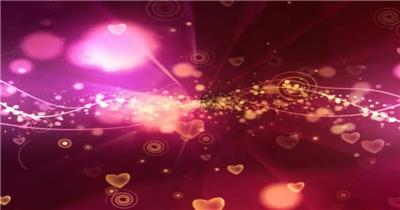 粉色背景中的粒子光线和闪烁爱心1 视频素材下载