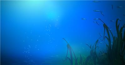 海底海浪深海Y1232卡通海底鱼群水草 led视频背景 视频素材动态背景