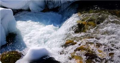 ［4K］ 高原雪景4 4K片源 超高清实拍视频素材 自然风景山水花草树木瀑布超清素材