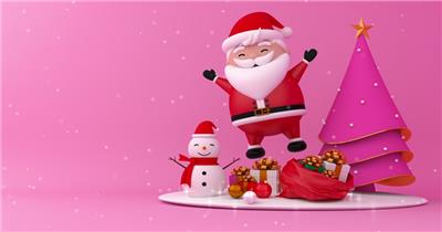 3D渲染原创圣诞节素材，放心下载！粉红色圣诞快乐和新年快乐！
