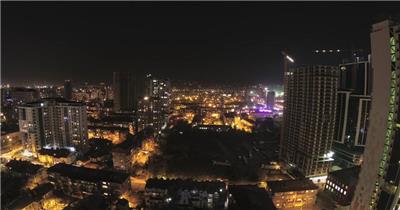 实拍夜晚城市夜景高楼大厦素材