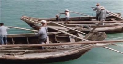 70年代中国渔民打渔农村生活场景压面条