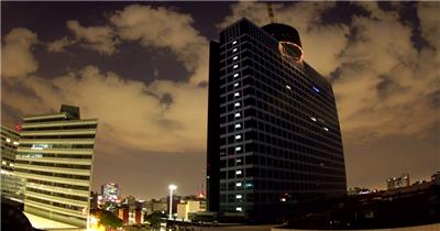 延时摄影现代城市建筑夜景