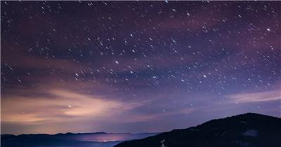 延时摄影美丽的夜空群山繁星