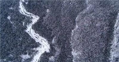 冬季冰冻的山脉森林实拍视频