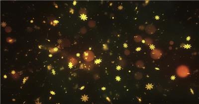 圣诞节金色的雪花落下粒子动画视频