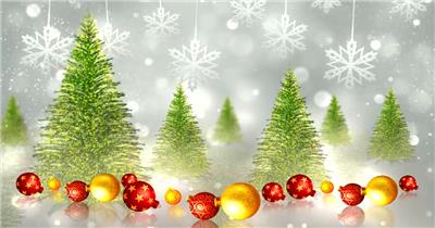 圣诞节圣诞树圣诞球粒子雪花动画视频