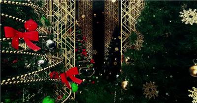 圣诞节盖茨比风格的圣诞树3D循环背景视频