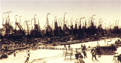 历史怀旧汉口外滩码头复古照片背景视频