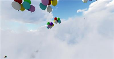 漂浮在天空中的彩色气球动画视频