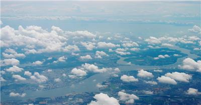 蓝天白云下的城市全景视频