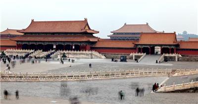 延时摄影北京故宫里旅游的人群