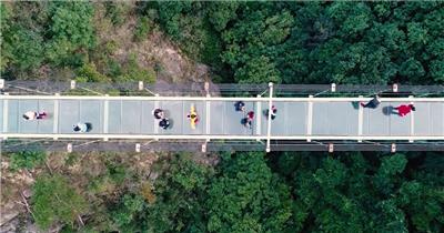广东清远最美乡村之玻璃桥鸟瞰