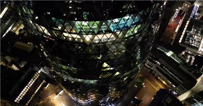 [4K]夜间无人机航拍伦敦城市摩天大楼
