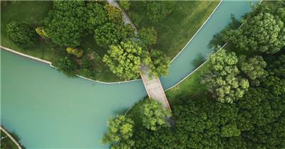 上海城市公园绿地航拍俯拍4K