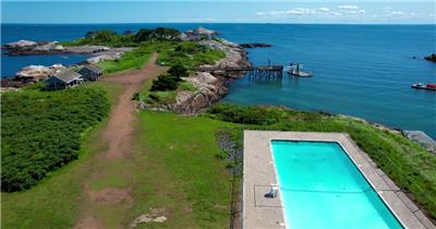 建造 飞行 绿化 海洋 多岩石的 支撑 夏天 水 4K