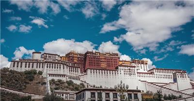 西藏布达拉宫白天4K延时摄影视频