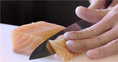 三文鱼美食视频实拍素材