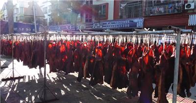 4k晾晒腊肉猪头肉年味美食花生