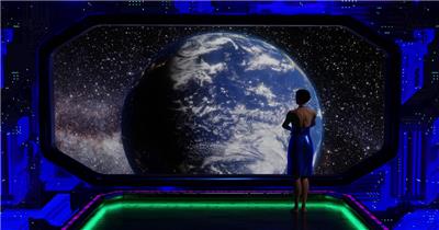 空间站 地球 女人 窗口 视图 空间 科技 数码 金融