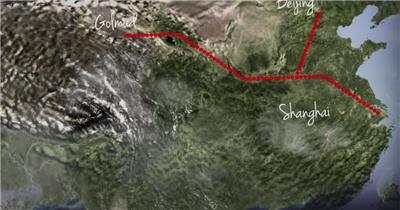青藏铁路国家大工程含3D路线图铁路列实拍合集高清素材