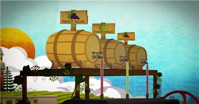 葡萄酒酿造生产动画视频素材_酿酒红酒