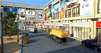 商贸物流城 商贸广场 仓库 装卸货物 3d动画 三维建筑漫游动画 宣传片素材 专题片素材