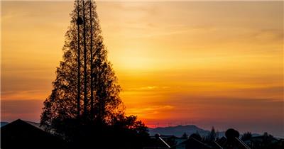 日落西山延时实拍镜头