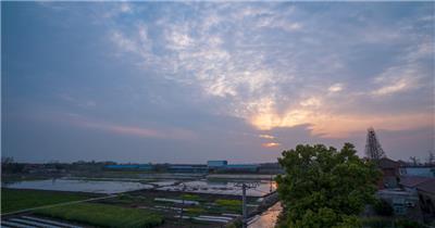 傍晚日落延时实拍镜头