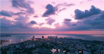 海口海甸岛落日夕阳