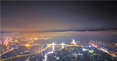 航拍海南城市延时风光