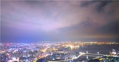 航拍海南城市延时风光