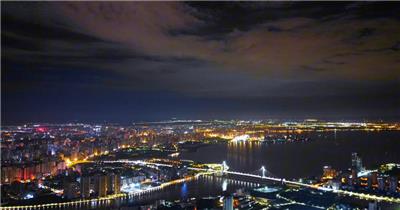 航拍海南城市延时风光