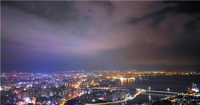 航拍海南城市延时风光