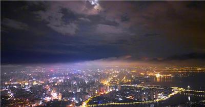 航拍海南城市延时风光