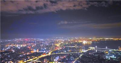 航拍海南城市延时风光