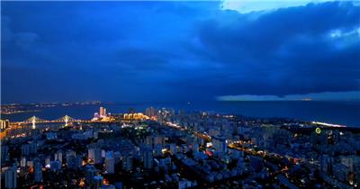 航拍海南城市延时风光