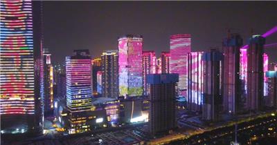 航拍武汉城市夜景风光