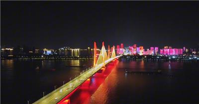 航拍武汉城市夜景风光
