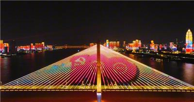 航拍武汉城市夜景风光