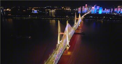 航拍武汉城市夜景风光