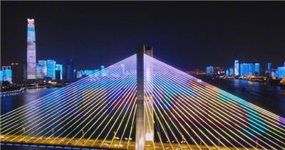 航拍武汉城市夜景风光